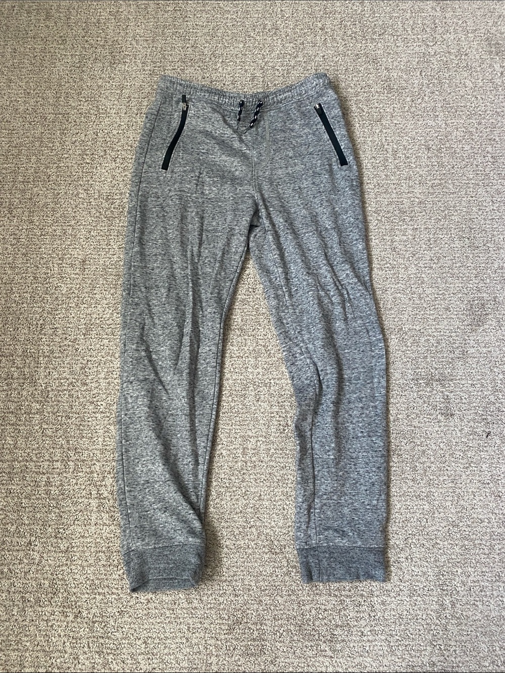 Boys Old Navy Gray Knit Fleece Joggers with Zip Pockets